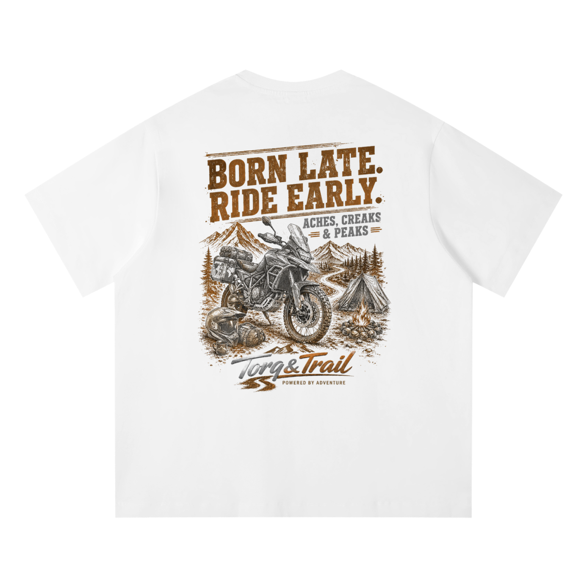 Born Late Ride Early Adventure Motorcycle T-Shirt